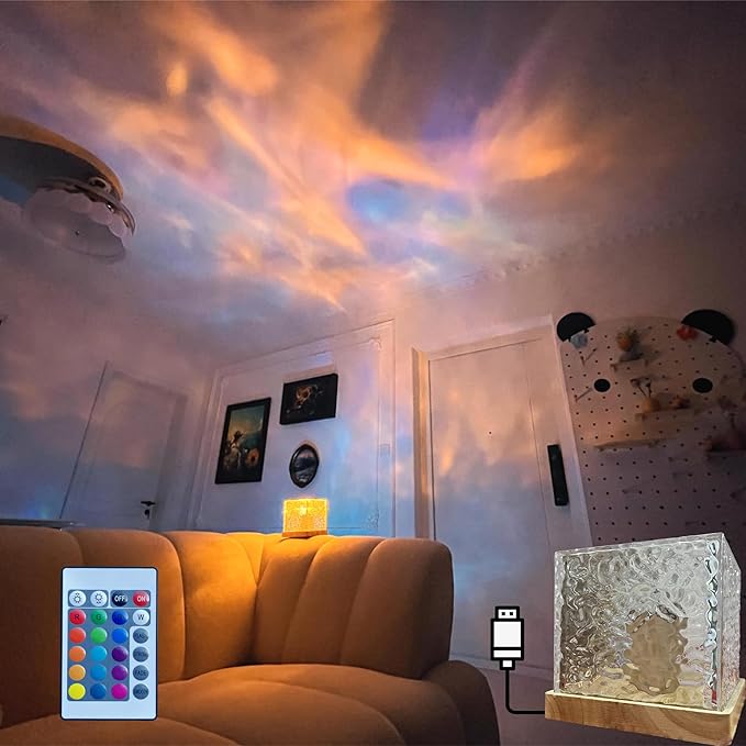 LED 3D Ocean Wave Projector Night Lamp Water Ripple Light Northern Lights