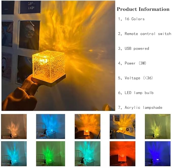 LED 3D Ocean Wave Projector Night Lamp Water Ripple Light Northern Lights